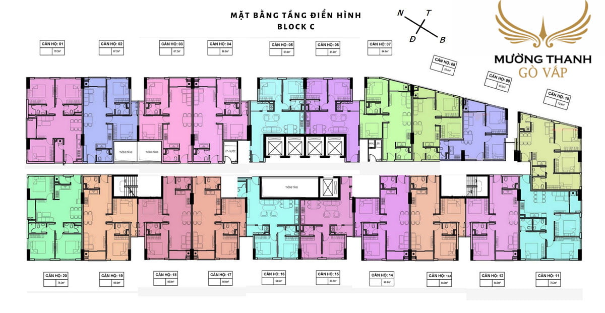 Mặt bằng Block C Dự án Căn hộ Mường Thanh Gò Vấp