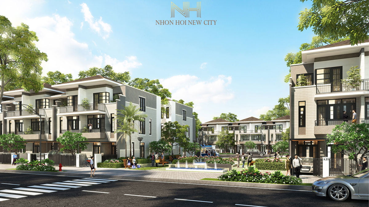 Phối cảnh Khu nhà phố Dự án Khu đô thị Du lịch Sinh thái Nhơn Hội New City