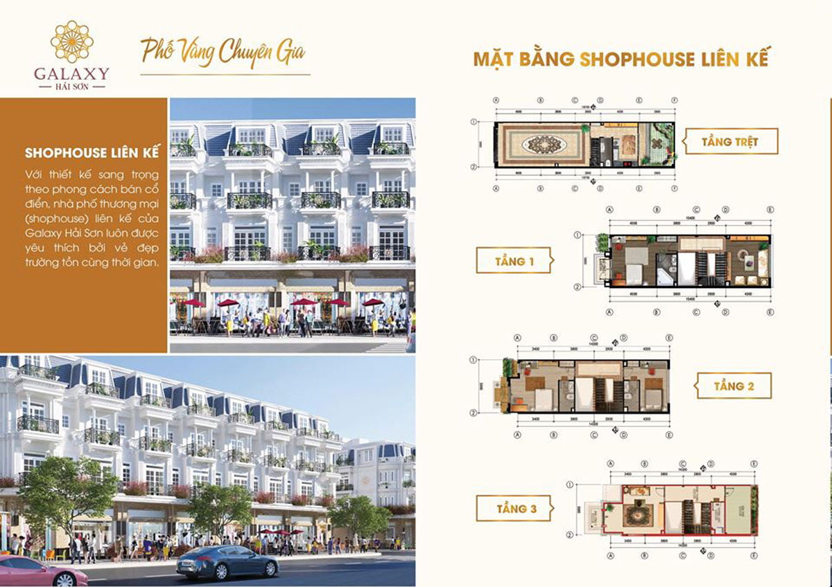 Thiết kế Shophouse Góc Dự án Galaxy Hải Sơn Đức Hòa Long An