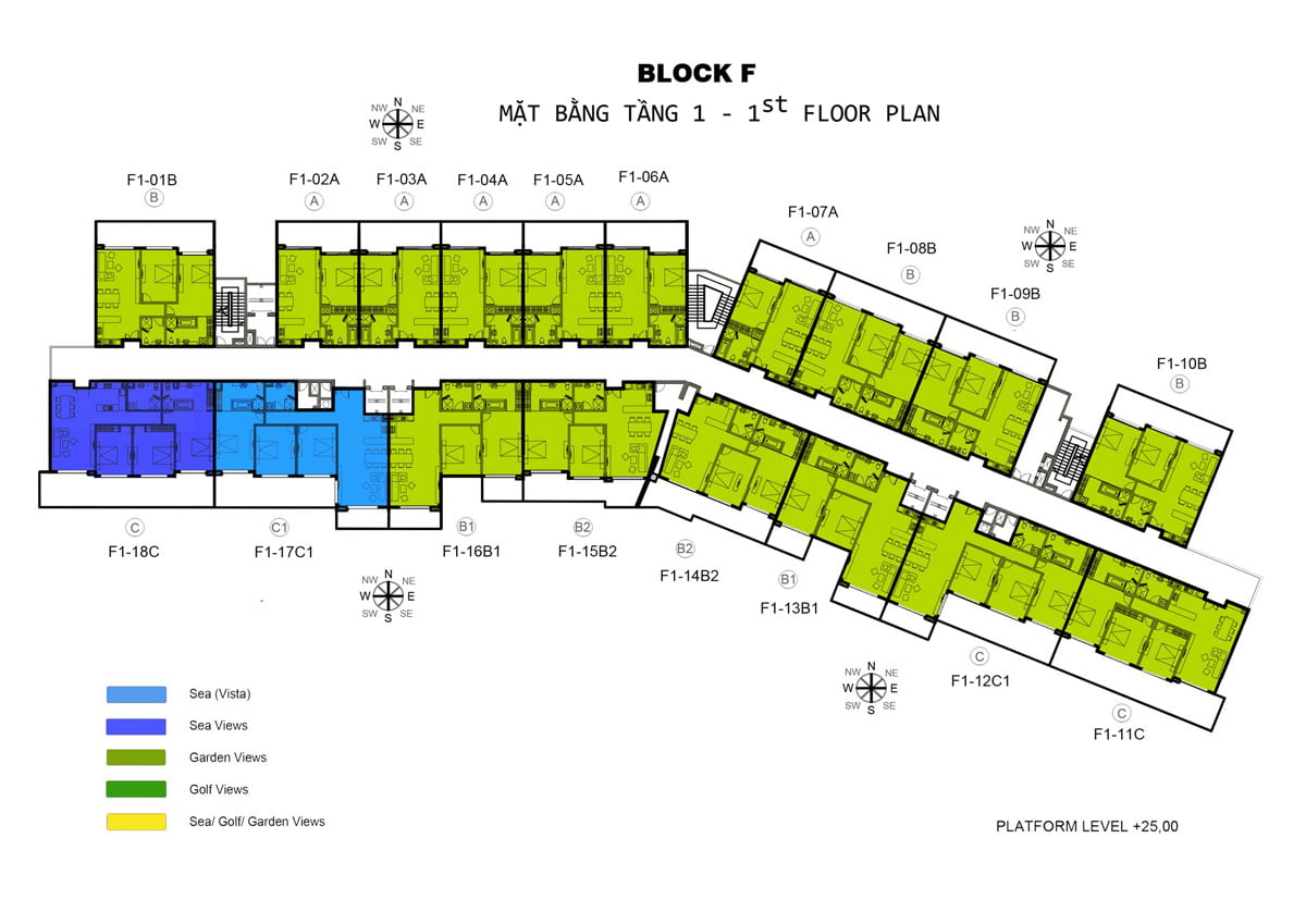 Mặt bằng tầng 1 Block F Căn hộ Ocean Vista Phan Thiết