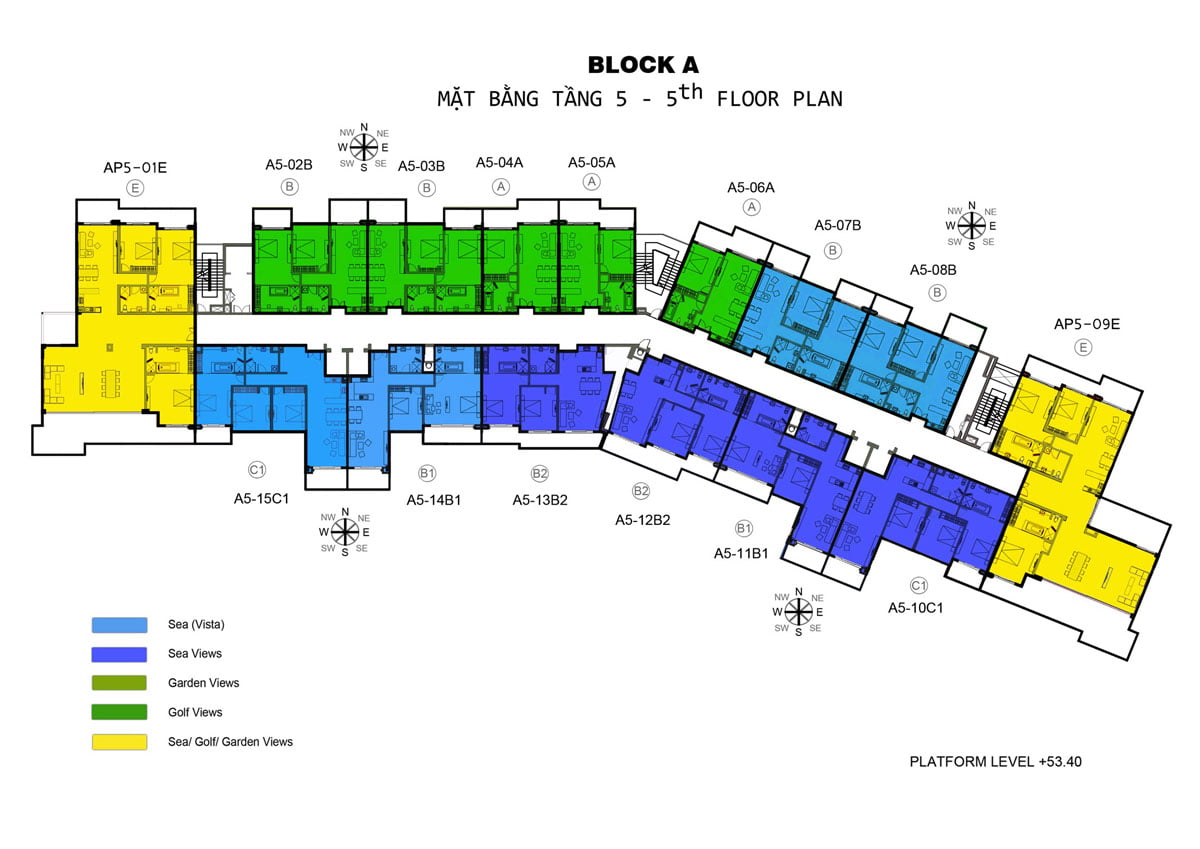 Mặt bằng tầng 5 Block A Căn hộ Ocean Vista Phan Thiết