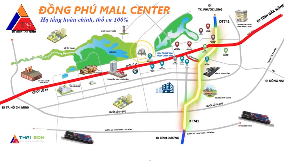 Vị trí Dự án Khu đô thị Đồng Phú Mall Center Đồng Xoài Bình Phước