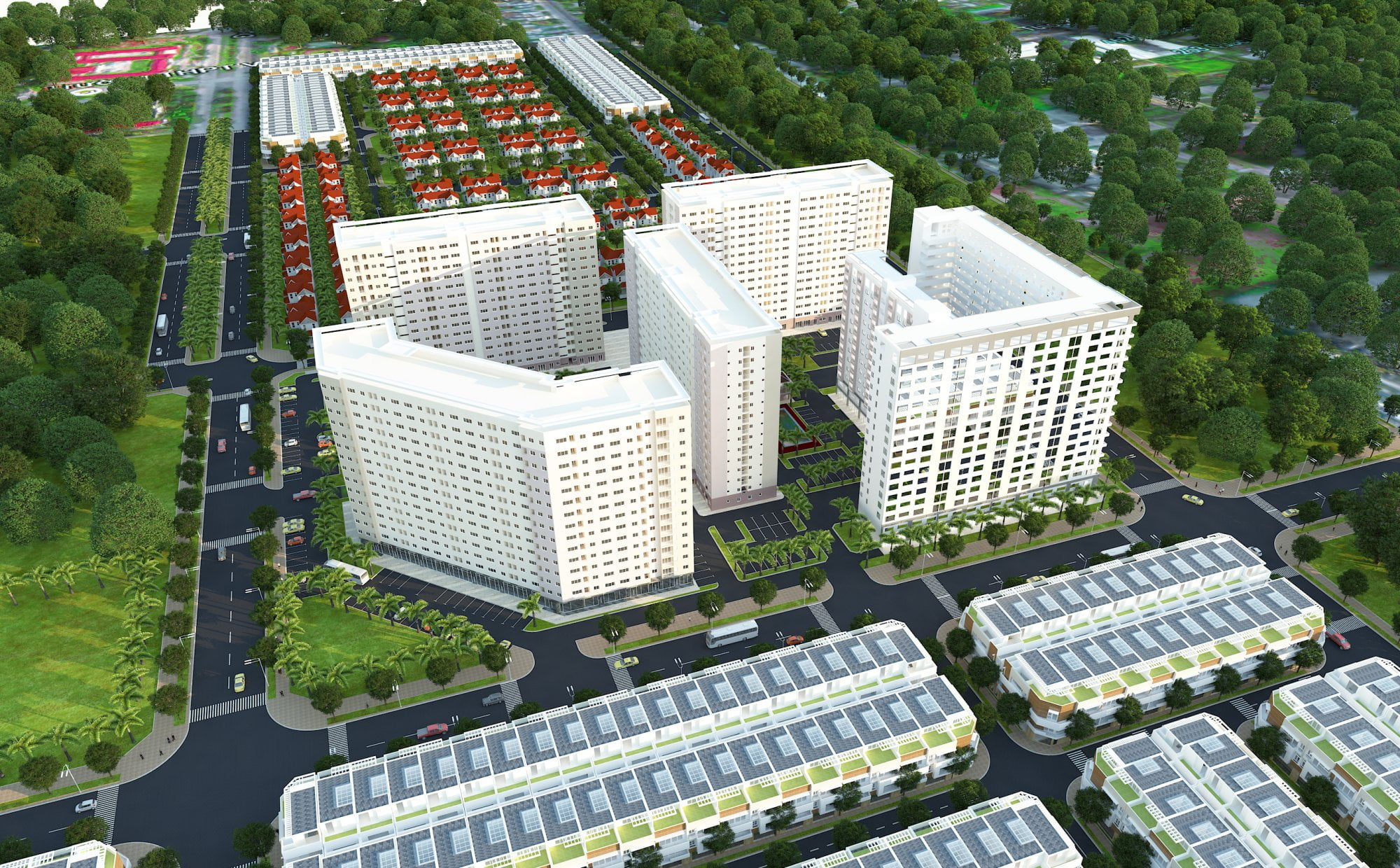 phối cảnh tổng thể dự án green town Bình Tân