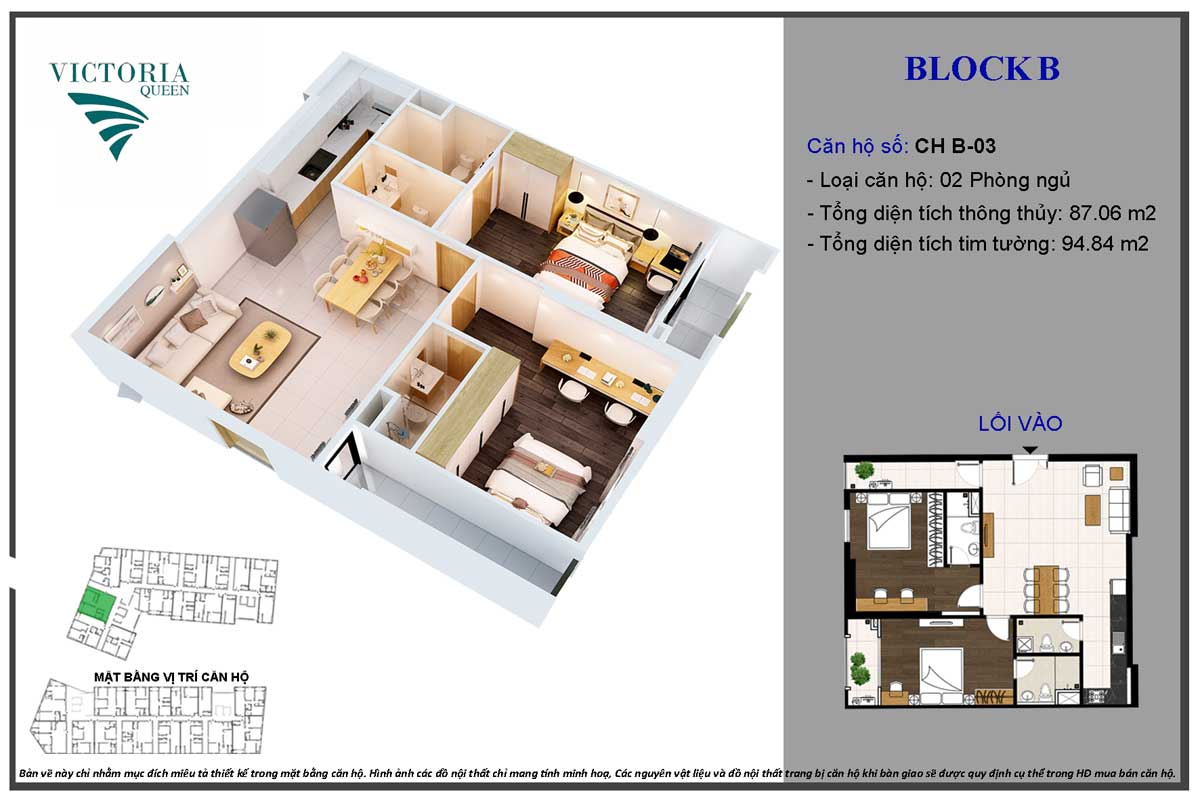 Thiết kế Căn hộ CH B-03 Block B Victoria Queen