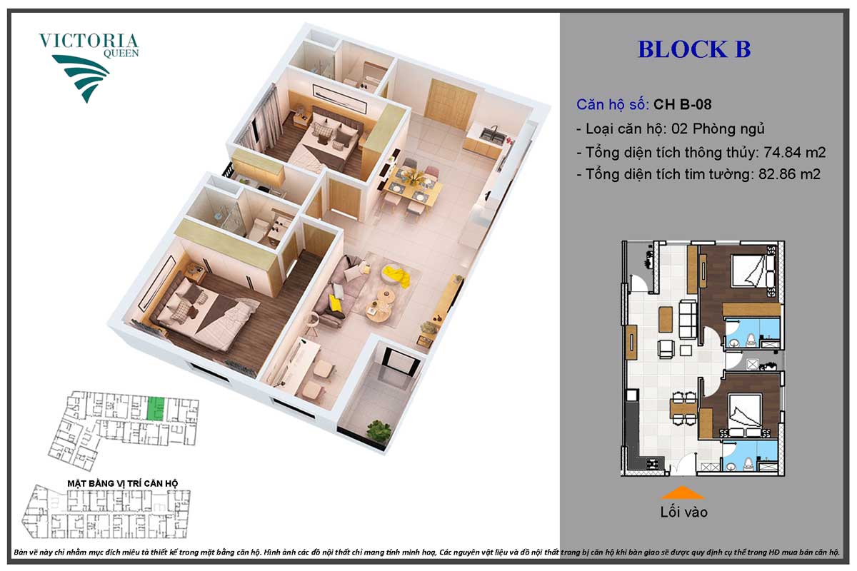 Thiết kế Căn hộ CH B-08 Block B Victoria Queen