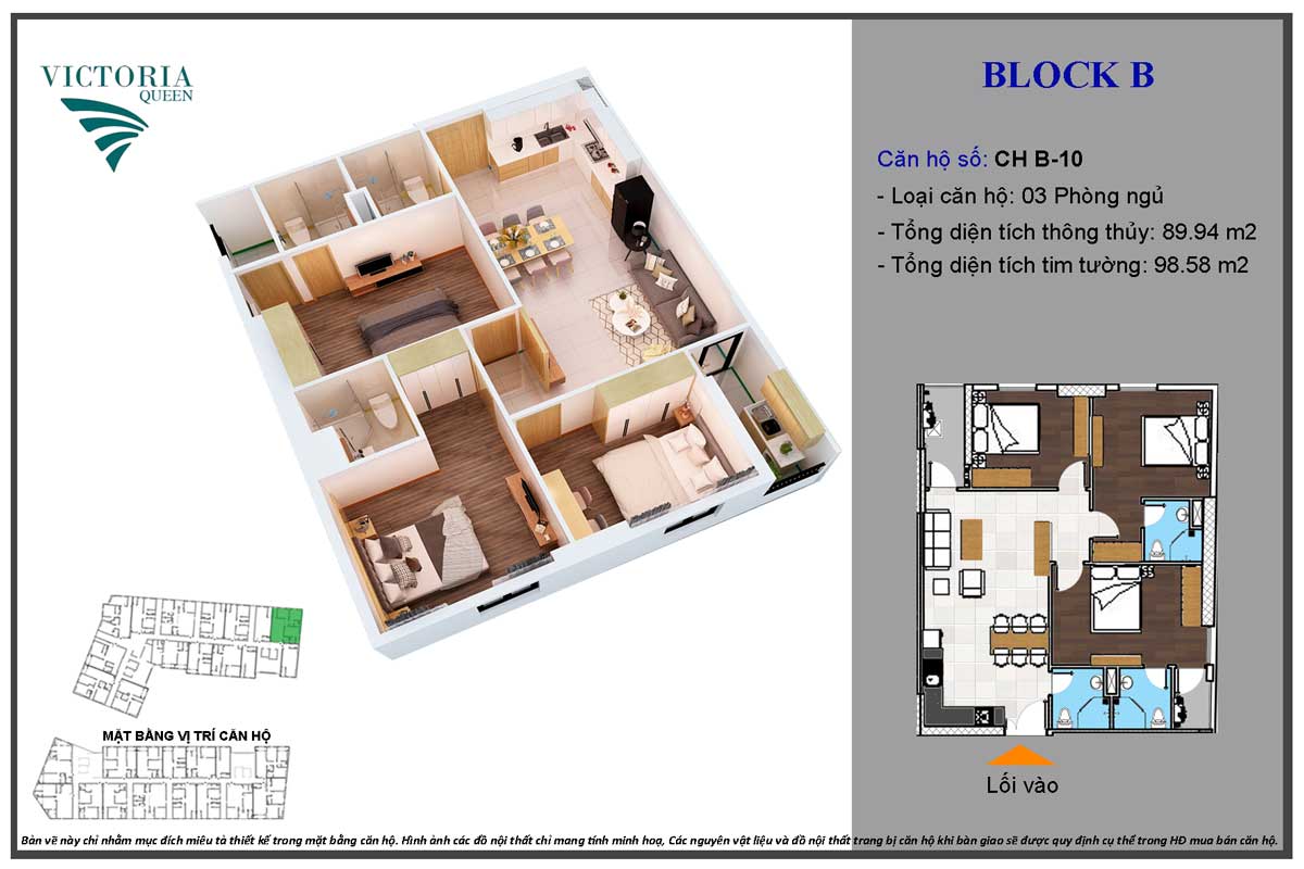 Thiết kế Căn hộ CH B-10 Block B Victoria Queen