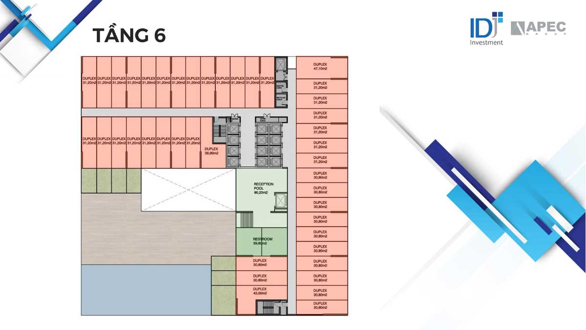 Mặt bằng Tầng 6 Dự án Căn hộ Apec Mandala Grand Phú Yên