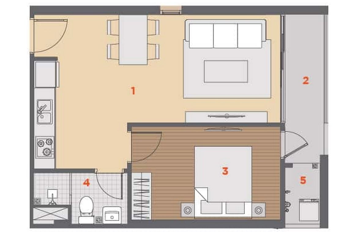 Căn hộ 1A diện tích 65,7 m2