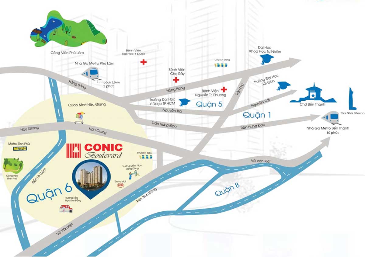 Vị trí Dự án Căn hộ Chung cư Conic Boulevard Quận 6