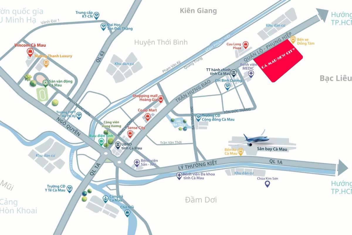 vị trí dự án khu đô thị cà mau new city