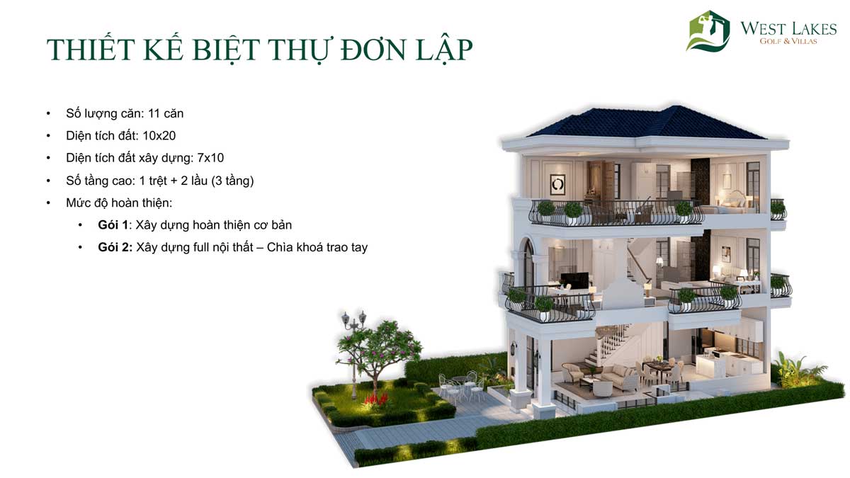 Thiết kế Biệt thự Đơn lập West Lakes Golf & Villas Long An