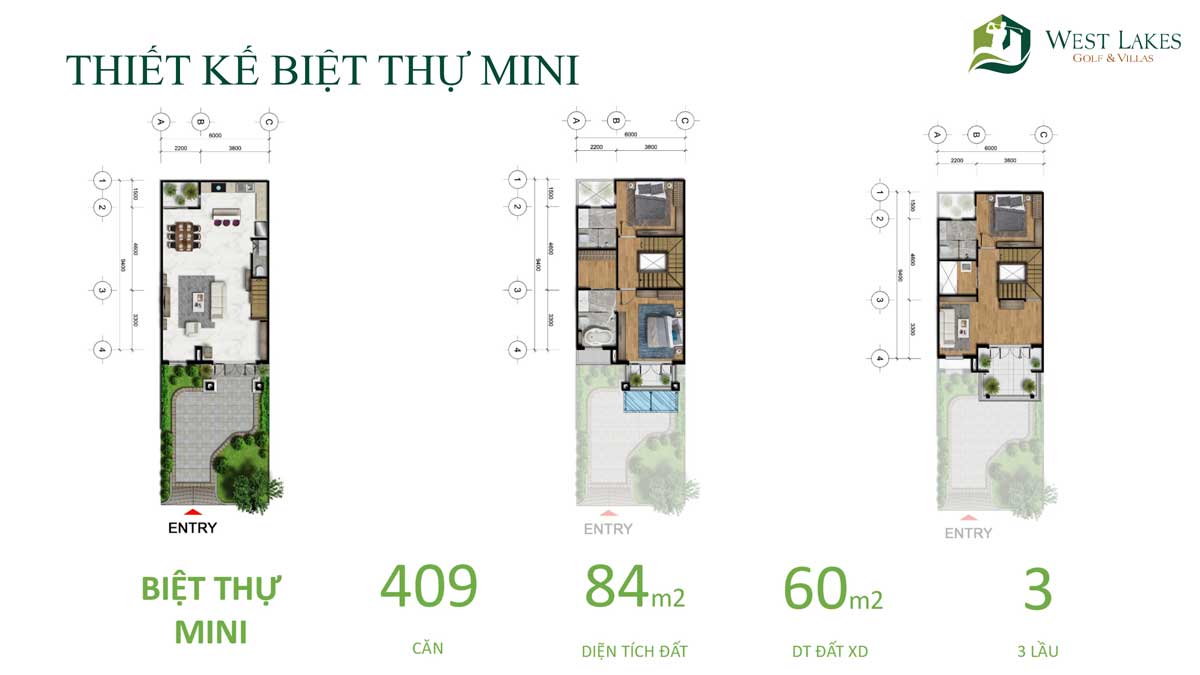 Thiết kế Mặt bằng tầng Biệt thự Mini West Lakes Golf & Villas Long An