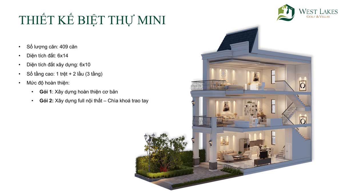 Thiết kế Biệt thự Mini West Lakes Golf & Villas Long An