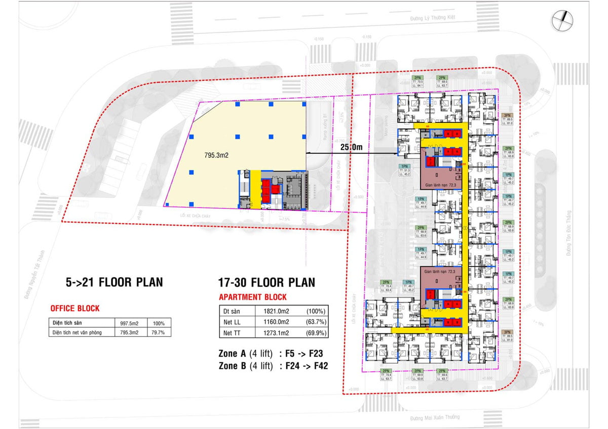 Mặt bằng Tầng 17-30 Dự án Căn hộ Grand Center Quy Nhơn