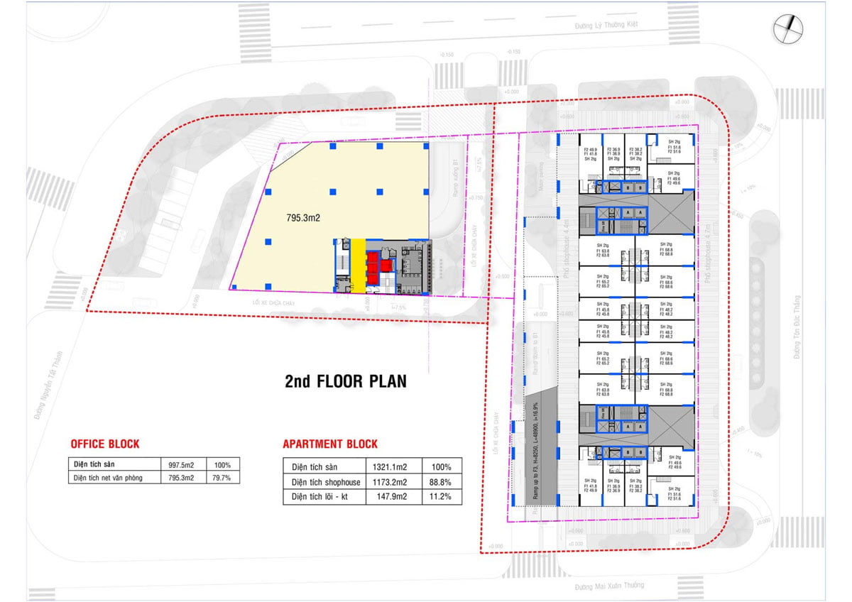 Mặt bằng Tầng 2 Dự án Căn hộ Grand Center Quy Nhơn