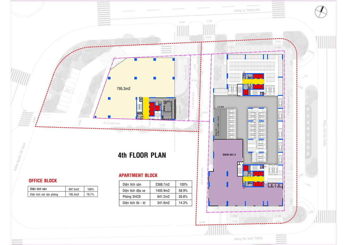 Mặt bằng Tầng 4 Dự án Căn hộ Grand Center Quy Nhơn