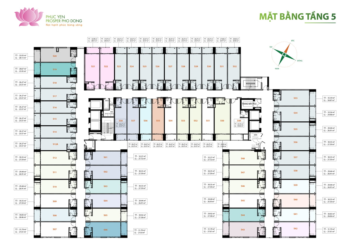 Mặt bằng Tầng 5 Dự án Phúc Yên Prosper Phố Đông Thủ Đức