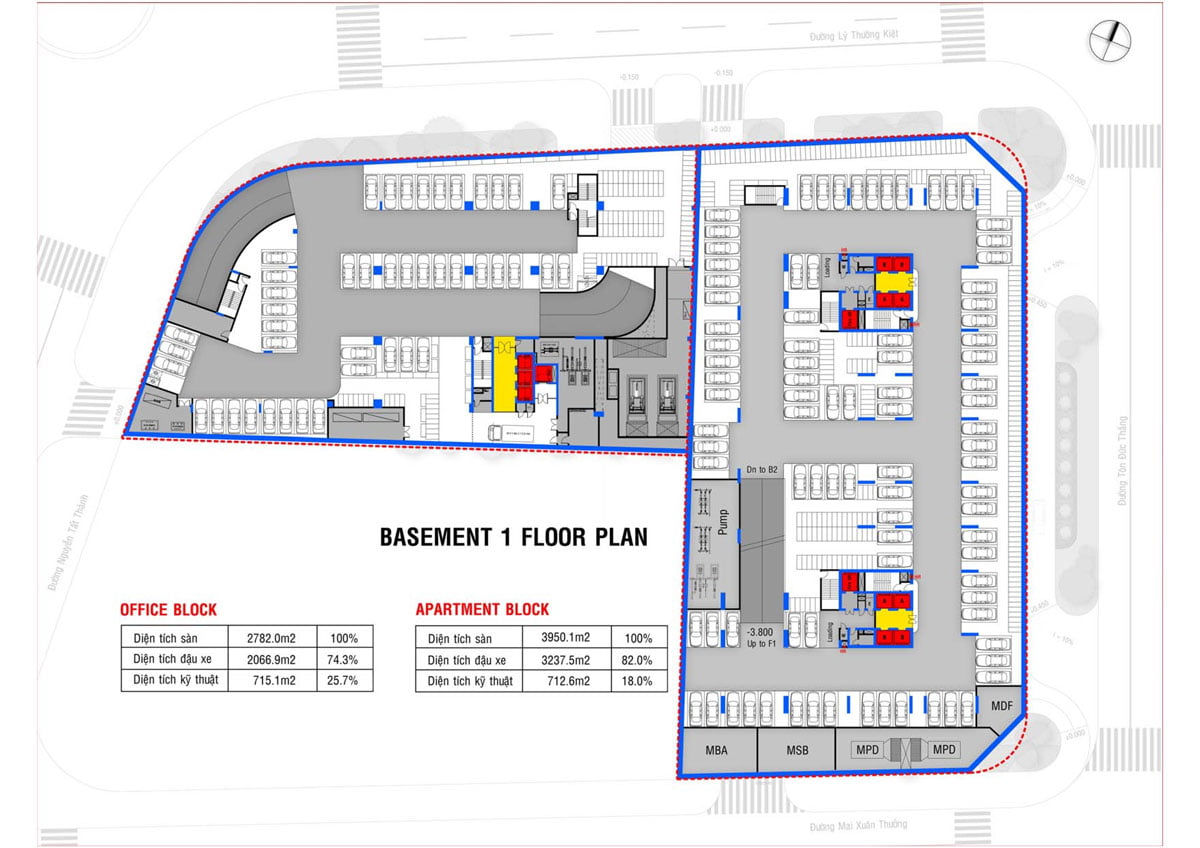 Mặt bằng tầng Hầm 1 Dự án Căn hộ Grand Center Quy Nhơn