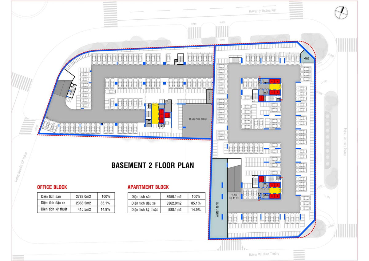 Mặt bằng tầng Hầm 2 Dự án Căn hộ Grand Center Quy Nhơn