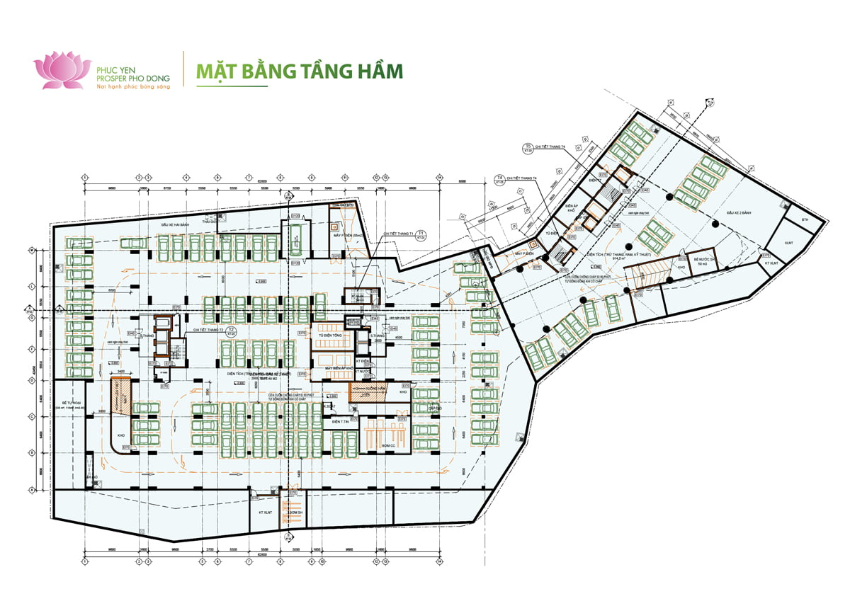 Mặt bằng Tầng Hầm Dự án Phúc Yên Prosper Phố Đông Thủ Đức