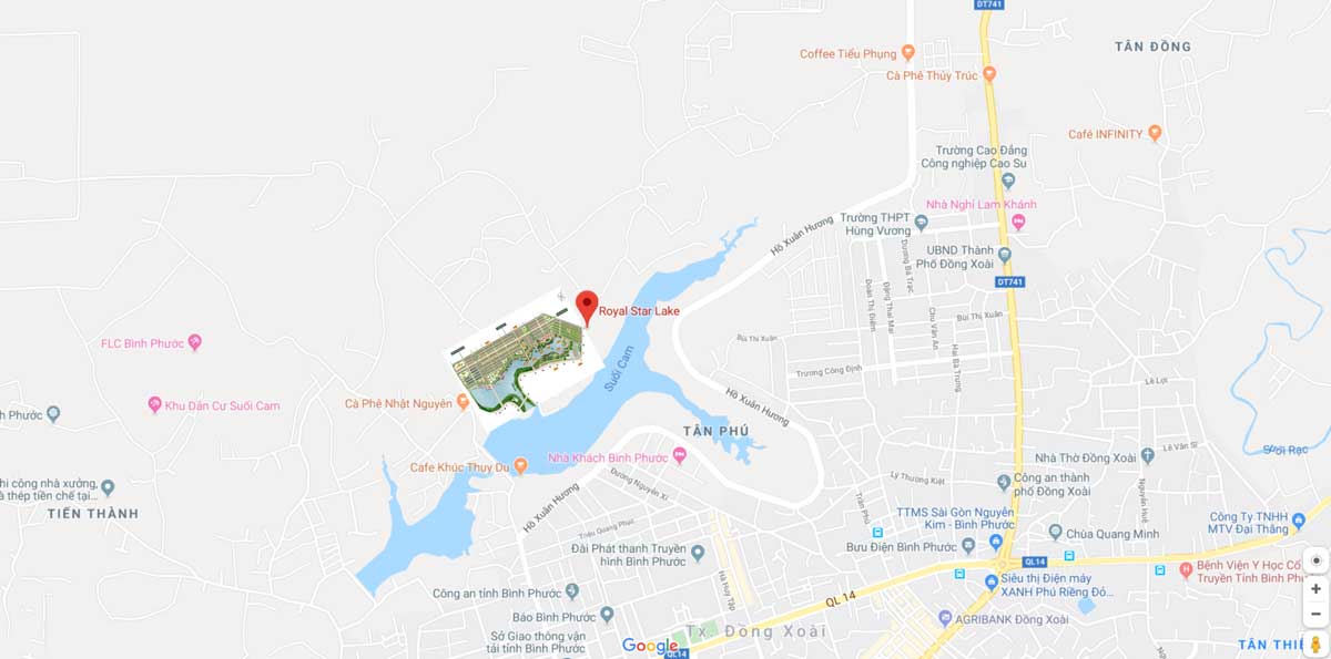 Vị trí Dự án Royal Star Lake Hồ Suối Cam Đồng Xoài Bình Phước trên Google Maps