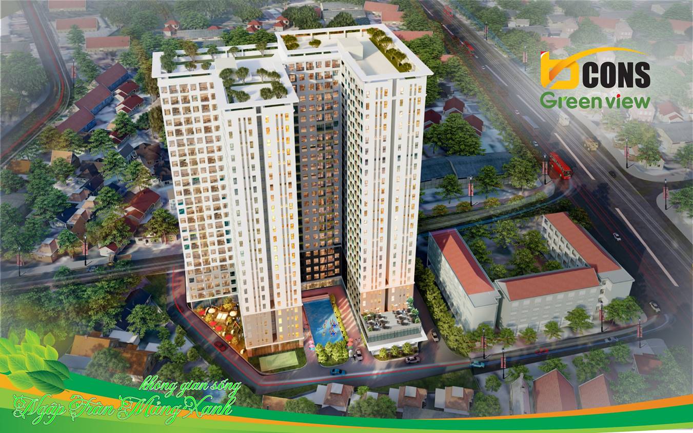 Phối cảnh tổng thể dự án Căn Hộ chung cư Bcons Green View Bình Dương