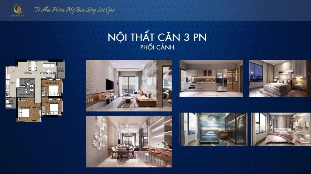 Phối cảnh nội thất thiết kế căn hộ chung cư the rivana