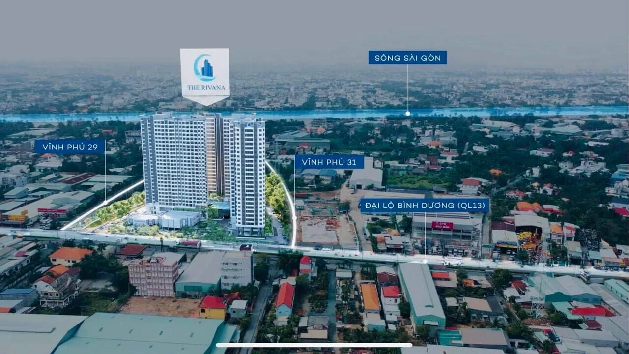 Vị trí thực tế dự án the rivana bình dương
